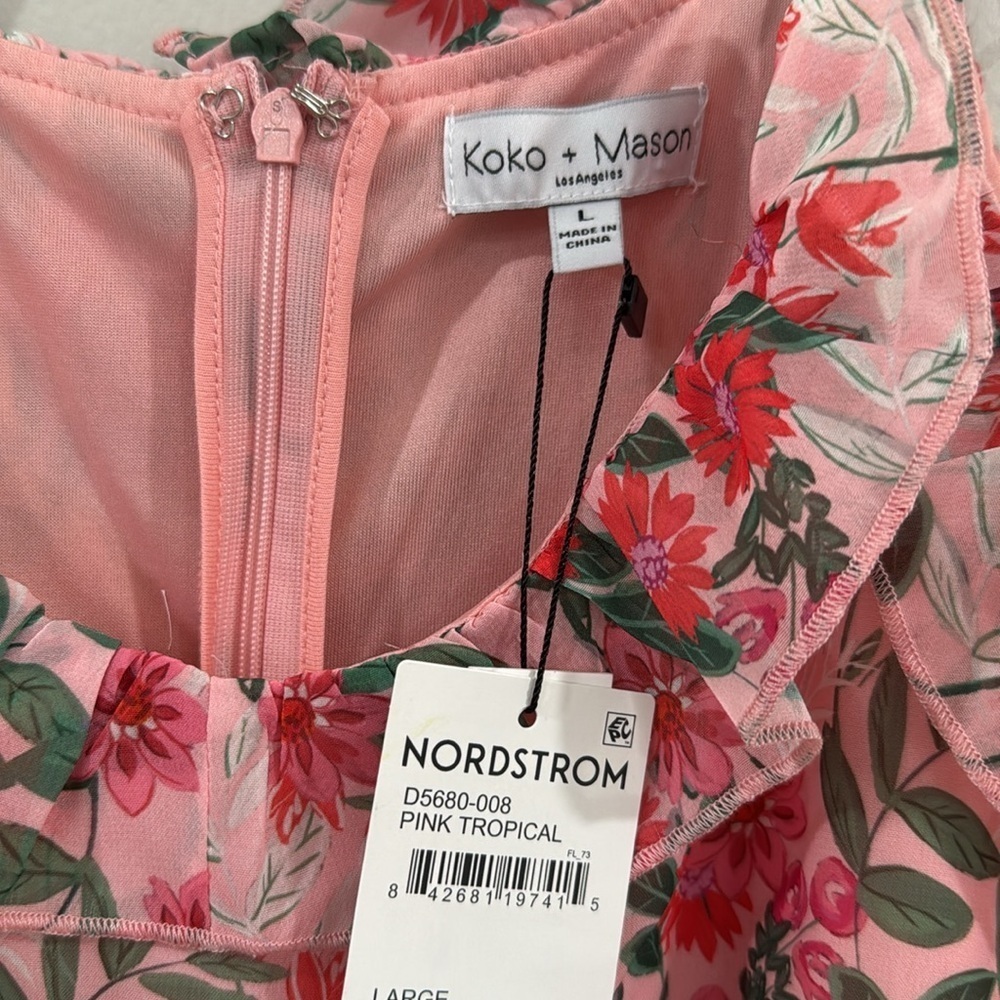 NWT Koko and Mason Nordstrom floral ruffle mini babydoll dress croquette - Picture 6 of 6